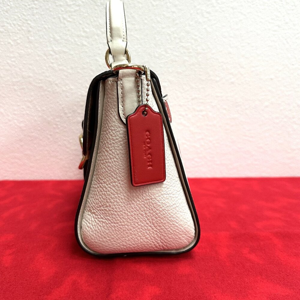 Coach Morgan Top Handle Satchel Bag CF419 in Chalk Leather & Cherry Print - EUC - Picture 5 of 15